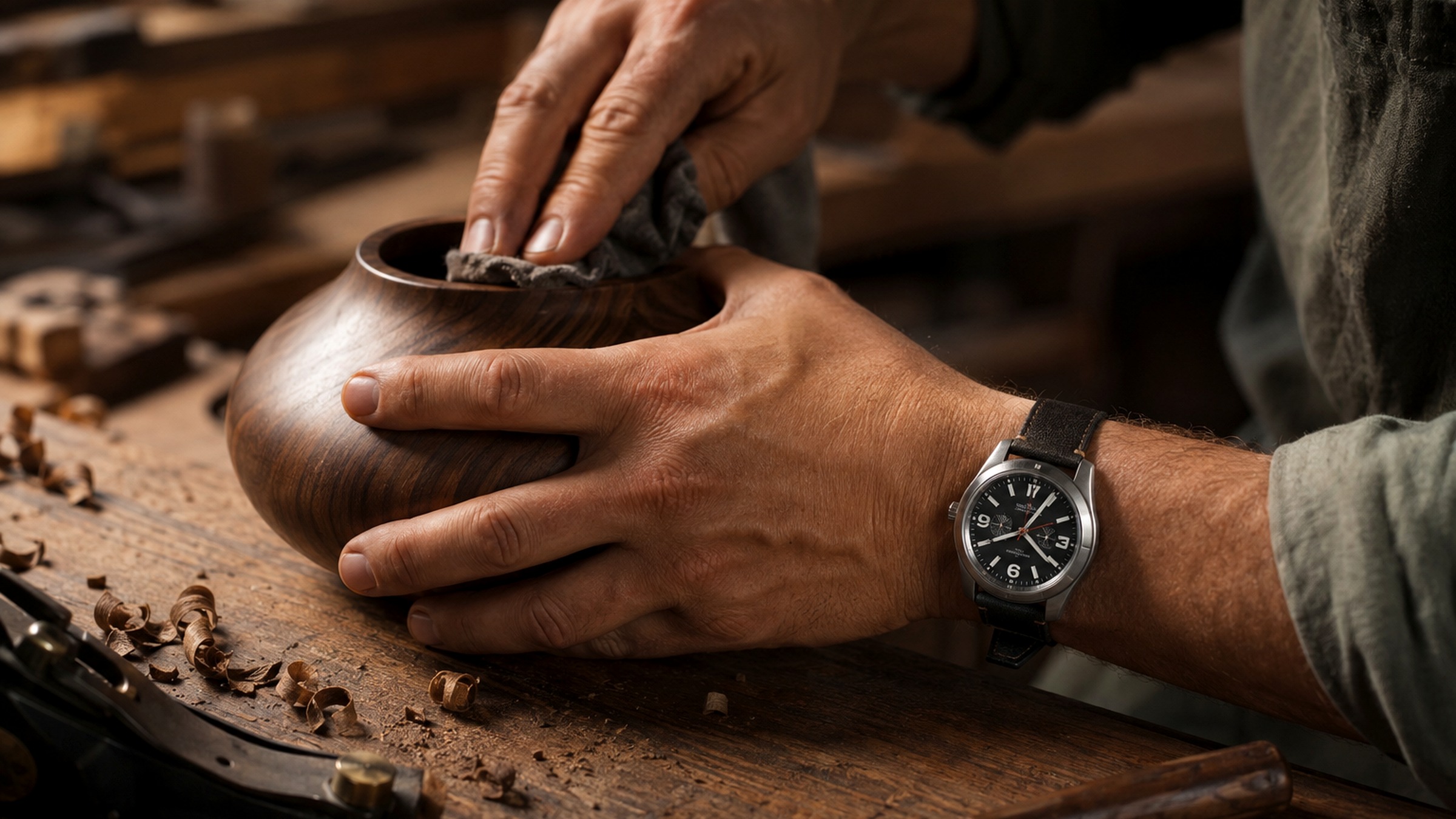 Woodshop editorial image for Prototype Watches